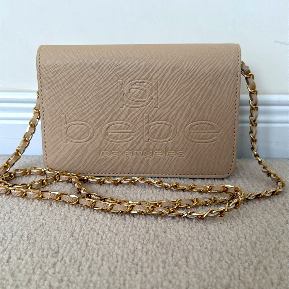 Bebe Los Angeles Beige/Tan Crossbody Bag